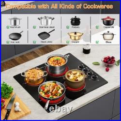 Electric Ceramic Cooktop 1/2/4/5 Burner Built-in Hot Plate Heat Indicator