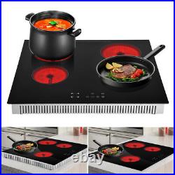Electric Ceramic Cooktop 23.6 Built-in Stove 4 Burners Glass Touch Control US Electric Ceramic Cooktop 23.6 Built-in Stove 4 Burners Glass Touch Control US