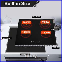 Electric Ceramic Cooktop 23.6 Built-in Stove 4 Burners Glass Touch Control US Electric Ceramic Cooktop 23.6 Built-in Stove 4 Burners Glass Touch Control US