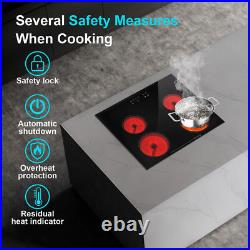 Electric Ceramic Cooktop 23.6 Built-in Stove 4 Burners Glass Touch Control US Electric Ceramic Cooktop 23.6 Built-in Stove 4 Burners Glass Touch Control US