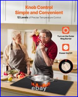 Electric Cooktop 12/24/30/36 Ceramic Induction Cooker 2/4/5 Burners Knob