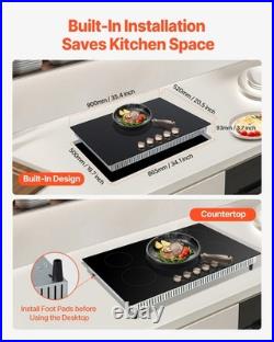 Electric Cooktop 12/24/30/36 Ceramic Induction Cooker 2/4/5 Burners Knob