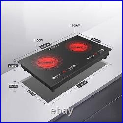 Electric Cooktop 2 Burner Built-In Electric Stove Top Touch Control 110V 2200W