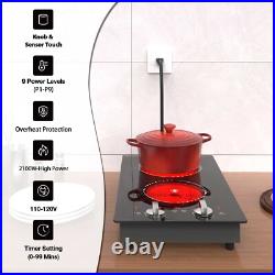 Electric Cooktop 2 Burners Plug-in Electric Stovetop Knob Control 120V 2100W Electric Cooktop 2 Burners Plug-in Electric Stovetop Knob Control 120V 2100W