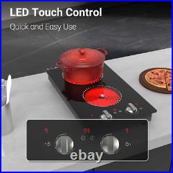 Electric Cooktop 2 Burners Plug-in Electric Stovetop Knob Control 120V 2100W Electric Cooktop 2 Burners Plug-in Electric Stovetop Knob Control 120V 2100W