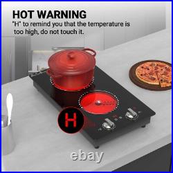 Electric Cooktop 2 Burners Plug-in Electric Stovetop Knob Control 120V 2100W Electric Cooktop 2 Burners Plug-in Electric Stovetop Knob Control 120V 2100W