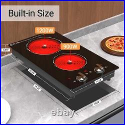 Electric Cooktop 2 Burners Plug-in Electric Stovetop Knob Control 120V 2100W Electric Cooktop 2 Burners Plug-in Electric Stovetop Knob Control 120V 2100W