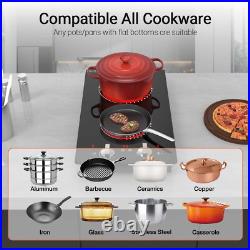 Electric Cooktop 2 Burners Plug-in Electric Stovetop Knob Control 120V 2100W Electric Cooktop 2 Burners Plug-in Electric Stovetop Knob Control 120V 2100W