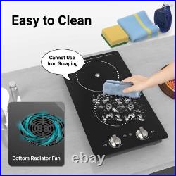 Electric Cooktop 2 Burners Plug-in Electric Stovetop Knob Control 120V 2100W Electric Cooktop 2 Burners Plug-in Electric Stovetop Knob Control 120V 2100W