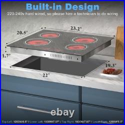 Electric Cooktop 24'' 4 Burners Stove Top Built-in Radiant Ceramic Sensor Touch