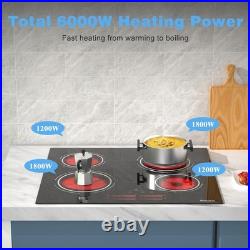 Electric Cooktop 24'' 4 Burners Stove Top Built-in Radiant Ceramic Sensor Touch