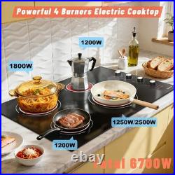 Electric Cooktop 30 inch 4 Burner, 6700W Built-in Ceramic Electric Stove Top