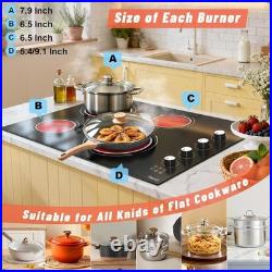 Electric Cooktop 30 inch 4 Burner, 6700W Built-in Ceramic Electric Stove Top