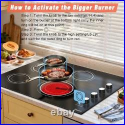 Electric Cooktop 30 inch 4 Burner, 6700W Built-in Ceramic Electric Stove Top