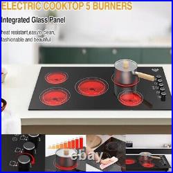 Electric Cooktop 36 Inch 5 Burner Electric Stove Top Knob Control 220V 8000W US