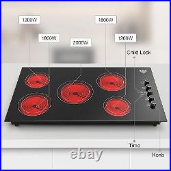 Electric Cooktop 36 Inch 5 Burner Electric Stove Top Knob Control 220V 8000W US