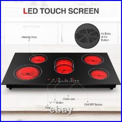 Electric Cooktop 36 Inch 5 Burners, 8600W Built-in Electric Stove Top 220v, S Electric Cooktop 36 Inch 5 Burners, 8600W Built-in Electric Stove Top 220v, S