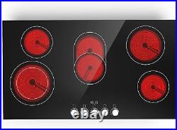 Electric Cooktop 36 inch Built-in Electric Stove Top 240V 8600W Knob Control US