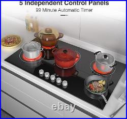 Electric Cooktop 36 inch Built-in Electric Stove Top 240V 8600W Knob Control US