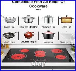 Electric Cooktop 5 Burner Electric Stove Top Cooker Touch Control 220V 8600W US