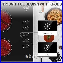 Electric Cooktop Built-in 5 Burner Electric Stove Top Knob Control 220V 8000W