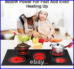 Electric Cooktop Built-in 5 Burner Electric Stove Top Touch Control 220V 8600W