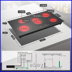 Electric Cooktop Built-in 5 Burner Electric Stove Top Touch Control 220V 8600W