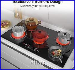 Electric Cooktop Built-in 5 Burner Electric Stove Top Touch Control 220V 8600W