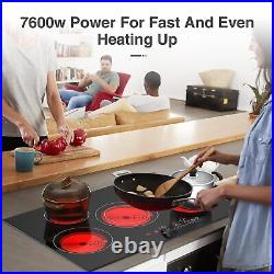 Electric Cooktop Built-in 5 Burner Electric Stove Top Touch Screen 220V 7600W