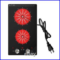 Electric Cooktop Drop-in 2 Burner Electric Stove Top Knob Control 2100W 120V Electric Cooktop Drop-in 2 Burner Electric Stove Top Knob Control 2100W 120V