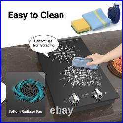 Electric Cooktop Drop-in 2 Burner Electric Stove Top Knob Control 2100W 120V Electric Cooktop Drop-in 2 Burner Electric Stove Top Knob Control 2100W 120V