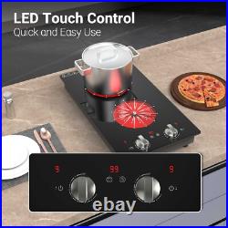 Electric Cooktop Drop-in 2 Burner Electric Stove Top Knob Control 2100W 120V Electric Cooktop Drop-in 2 Burner Electric Stove Top Knob Control 2100W 120V