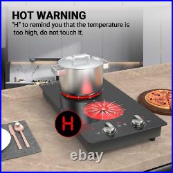Electric Cooktop Drop-in 2 Burner Electric Stove Top Knob Control 2100W 120V Electric Cooktop Drop-in 2 Burner Electric Stove Top Knob Control 2100W 120V