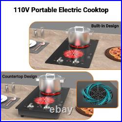 Electric Cooktop Drop-in 2 Burner Electric Stove Top Knob Control 2100W 120V Electric Cooktop Drop-in 2 Burner Electric Stove Top Knob Control 2100W 120V