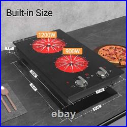 Electric Cooktop Drop-in 2 Burner Electric Stove Top Knob Control 2100W 120V Electric Cooktop Drop-in 2 Burner Electric Stove Top Knob Control 2100W 120V