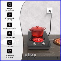 Electric Cooktop Drop-in 2 Burner Electric Stove Top Knob Control 2100W 120V Electric Cooktop Drop-in 2 Burner Electric Stove Top Knob Control 2100W 120V