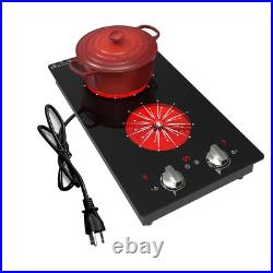 Electric Cooktop Drop-in 2 Burner Electric Stove Top Knob Control 2100W 120V Electric Cooktop Drop-in 2 Burner Electric Stove Top Knob Control 2100W 120V