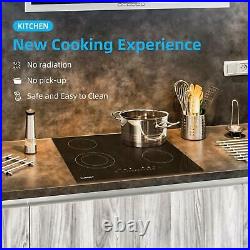 Electric Cooktop Drop-in Radiant Cooktop Ceramic Cooktop with 4 Burner Timer Black