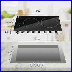 Electric Cooktop Induction Cooktop Vertical with 2 Burners & Munites Timer Black