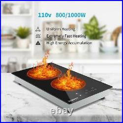 Electric Cooktop Induction Cooktop with 2 Burners & 9 Heat Setting & Timer Black