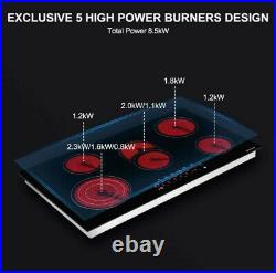 Electric Cooktop Stove Top 36 Inch 5 Burner Ceramic Thermomate Built-in CHTB915