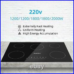 Electric Cooktop Vertical with 5 Burners Smoothtop with Minites Timer Black
