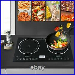 Electric Double Induction Cooktop Built In Countertop Cooker Stove Two Burners