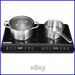 Electric Dual Digital Induction Cooker Ceramic 1800W Countertop Burner Black