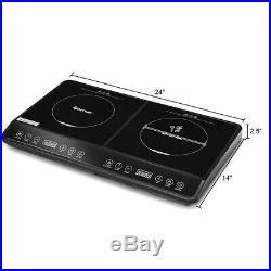 Electric Dual Digital Induction Cooker Ceramic 1800W Countertop Burner Black