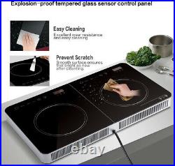 Electric Dual Induction Cooker Cooktop Hob 1800W Black Ceramic Glass Panel 120V