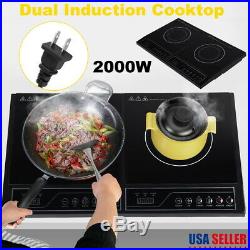 Electric Dual Induction Cooker Portable Cooktop Burner 2000W Temperature Control