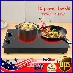 Electric Hob Cook Top Stove 110V Induction Cooktop 2 Burners Ceramic Cooktop