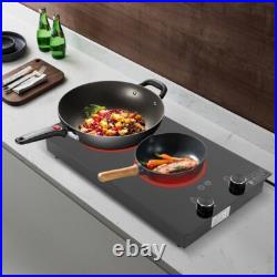 Electric Hob Cook Top Stove 110V Induction Cooktop 2 Burners Ceramic Cooktop