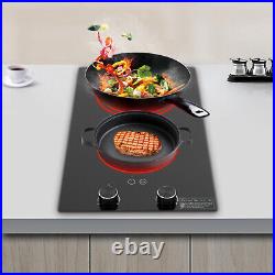 Electric Hob Cook Top Stove 110V Induction Cooktop 2 Burners Ceramic Cooktop